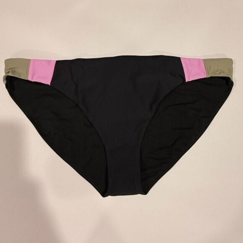 Prana Womens Tulum Bikini Bottom Black Color Block XL Summer Beach Vacation Pool